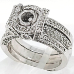 14 Karat Yellow and White Gold Wedding Sets | Square Ruby 1.64cts | Round Diamonds 0.91cts