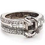 14 Karat White Gold Wedding Set 9.29gr | 138 Preset Diamonds 1.09cts