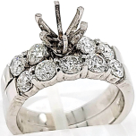 14 Karat White Gold Wedding Sets 7.20gr | 9 Preset Diamonds 1.31cts