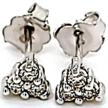 14 Karat White Gold Pair Stud Earrings 1gr with Earring Backings