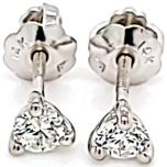 14 Karat White Gold Pair Stud Earrings with Backings | 2 Round Diamonds 0.24cts