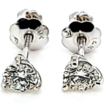 14 Karat White Gold Pair Stud Earrings with Backings
