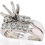 14 Karat White Gold Wedding Set 5.51gr | 9 Preset Diamonds 0.53cts