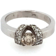 Pave Set White Gold Ring: 18 Karat White Gold Ring
