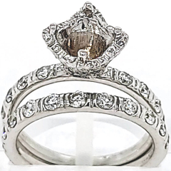 14 Karat White Gold Wedding Set 5.26gr | 22 Channel Set Round Diamonds 0.68cts 