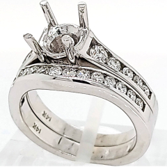 14 Karat White Gold Wedding Set 9.18gr | 26 Channel Set Round Diamonds 0.88cts 