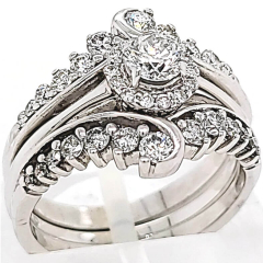 14 Karat White Gold Three Piece Wedding Set 8gr