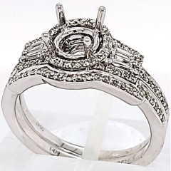 14 Karat White Gold Wedding Set | Baguette Diamonds 0.25cts | Round Diamonds 0.50cts