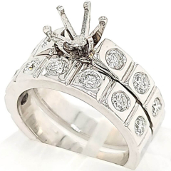 14 Karat White Gold Wedding Set 11gr | 13 Bezel Set Round Diamonds 1.37cts