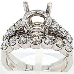 14 Karat White Gold Wedding Band Set 8gr