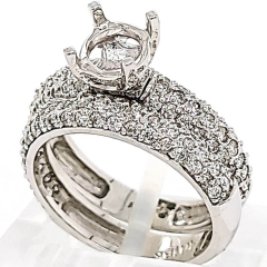 18 Karat White Gold Wedding Set 7.53gr | 117 Round Diamonds 1.17cts