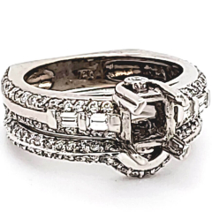 14 Karat White Gold Wedding Set 9.29gr | 138 Preset Diamonds 1.09cts