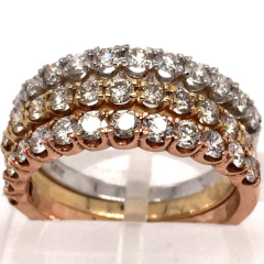 Three Bands: 14 Karat White Gold, Yellow Gold, and Rose Gold Bands