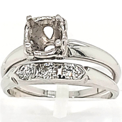 14 Karat White Gold Wedding Set Ring 