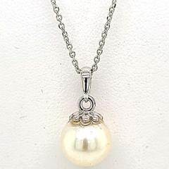 14 Karat Round White Gold Pearl or Round Black Pearl 10mm