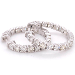 14 Karat White Gold Pair Hoop Earrings 9.12gr