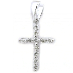Beautiful 14 Karat White Gold Cross Necklace 1.35gr
