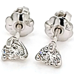 14 Karat White Gold Pair Stud Earrings with Backing