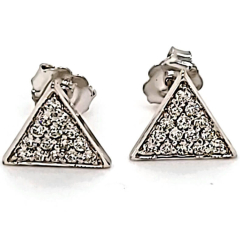 14 Karat White Gold Triangle Earrings 1gr with Earring Backings