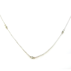 Beautiful 14 Karat White Gold Diamond-by-the-Yard Necklace