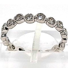 14 Karat White Gold Band | 2.1mm 11 Channel Set Round Diamonds 0.75cts 
