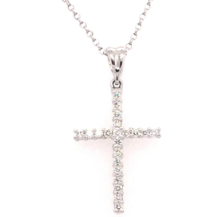 Beautiful 14 Karat White Gold Cross Necklace