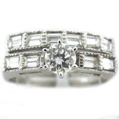 14 Karat White Gold Wedding Ring Set 1.11 carats