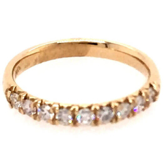 Yellow Gold Band 2.64gr | 9 Prong Set Round Diamonds 0.40cts