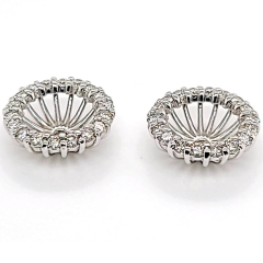 14 Karat White Gold Pair Earring Jackets 7.61mm 1.5gr
