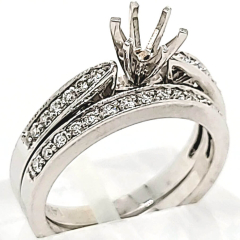 14 Karat White Gold Wedding Set 6.13gr | 25 Preset Diamonds 0.25cts