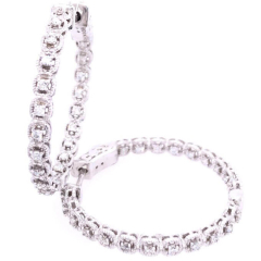 14 Karat White Gold Pair Hoop Earrings 7.8gr