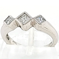 14 Karat White Gold Band | 3 Bezel Set Princess Cut Diamonds 0.55cts