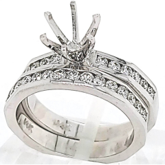 14 Karat White Gold Wedding Set 7.5gr | 27 Channel Set Round Diamonds 0.66cts