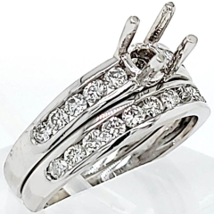 14 Karat White Gold Wedding Set 5.42gr | 21 Channel Set Round Diamonds 0.80cts