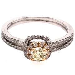 TT Engagement Ring: 14 Karat Two-Tone Engagement Ring 2.57gr | 70 Round Diamonds 0.36cts